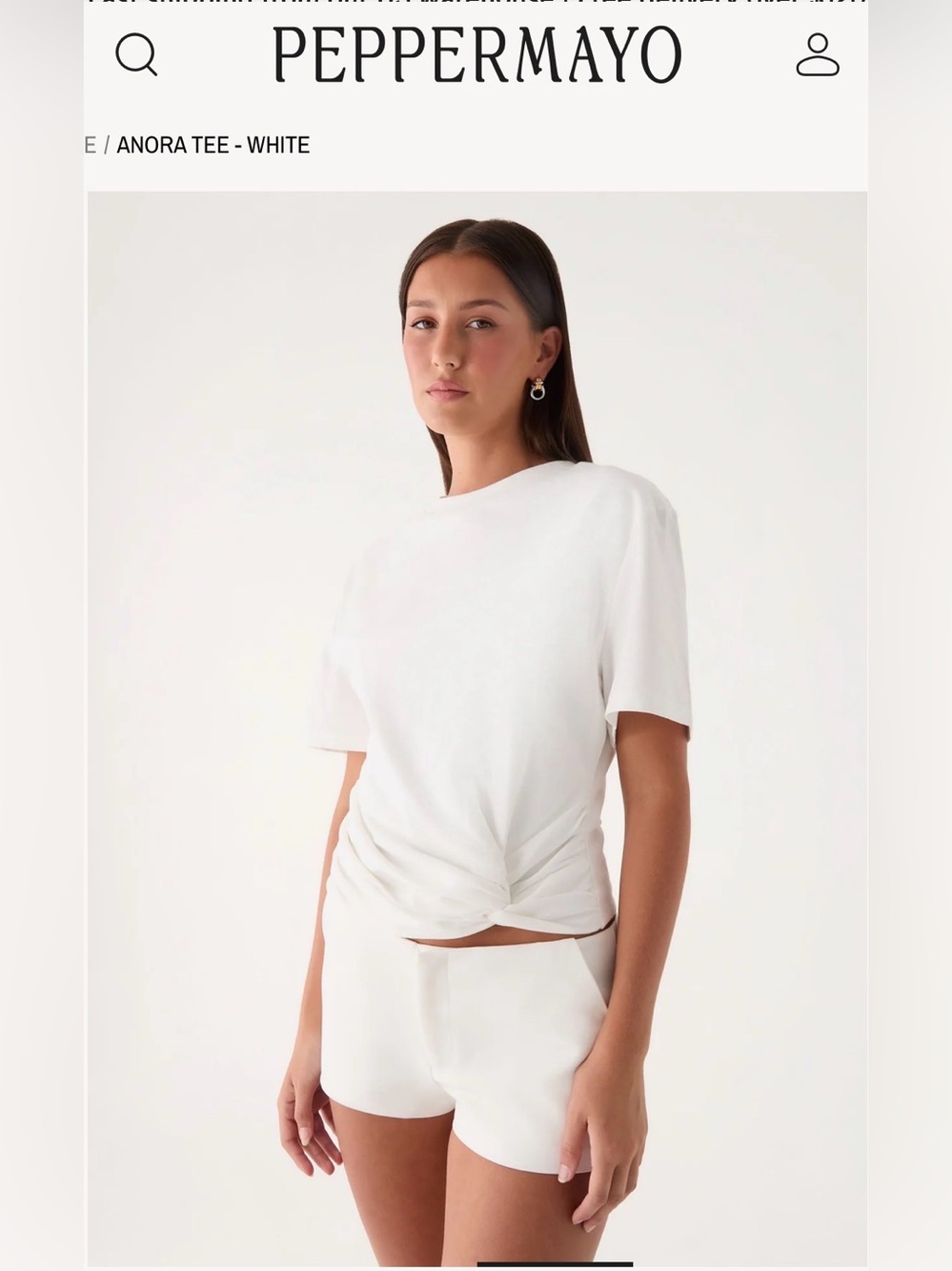 NEW Peppermayo White Anora Twist Front Short Sleeve Tee XXS